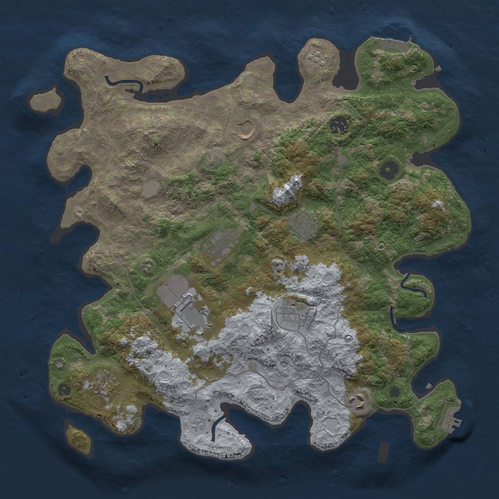 Rust Map: Procedural Map, Size: 4000, Seed: 1869120941, 18 Monuments