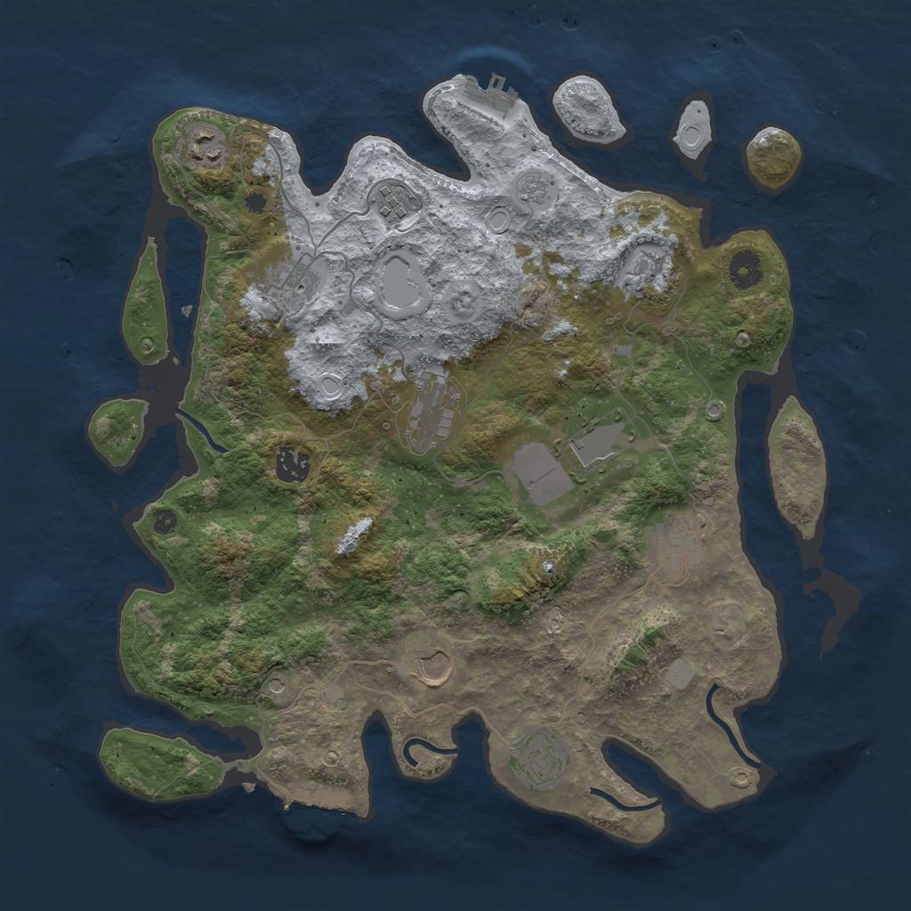 Rust Map: Procedural Map, Size: 3800, Seed: 130960, 17 Monuments