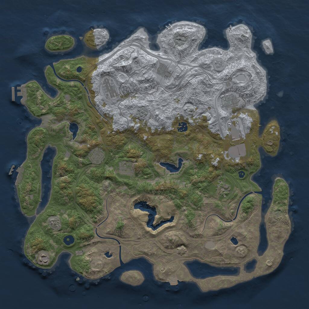 Rust Map: Procedural Map, Size: 4500, Seed: 24213276, 16 Monuments