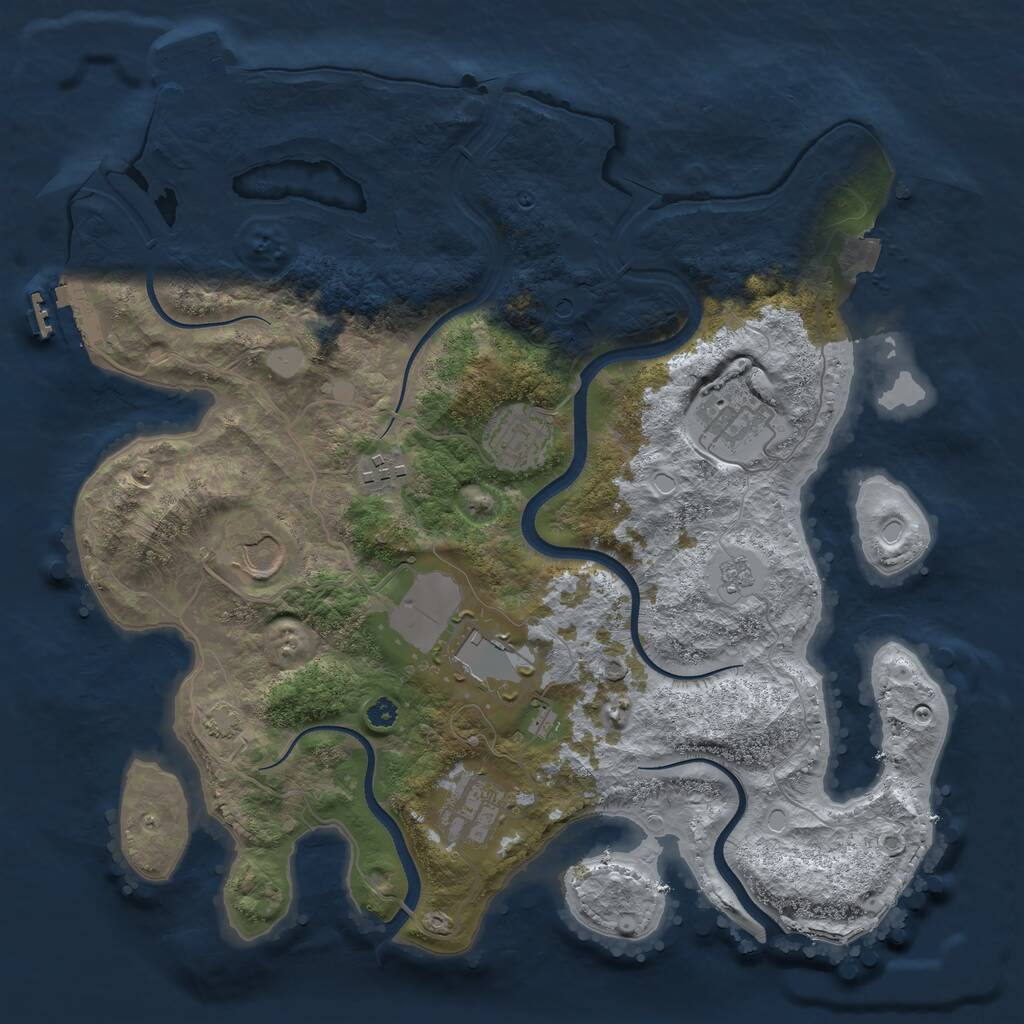 Rust Map: Procedural Map, Size: 3500, Seed: 717025710, 12 Monuments
