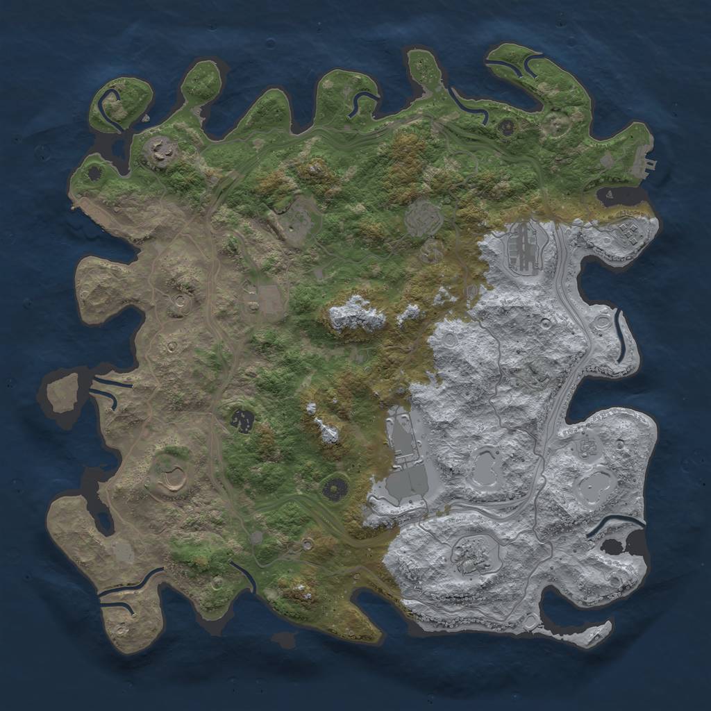 Rust Map: Procedural Map, Size: 4500, Seed: 365894217, 19 Monuments