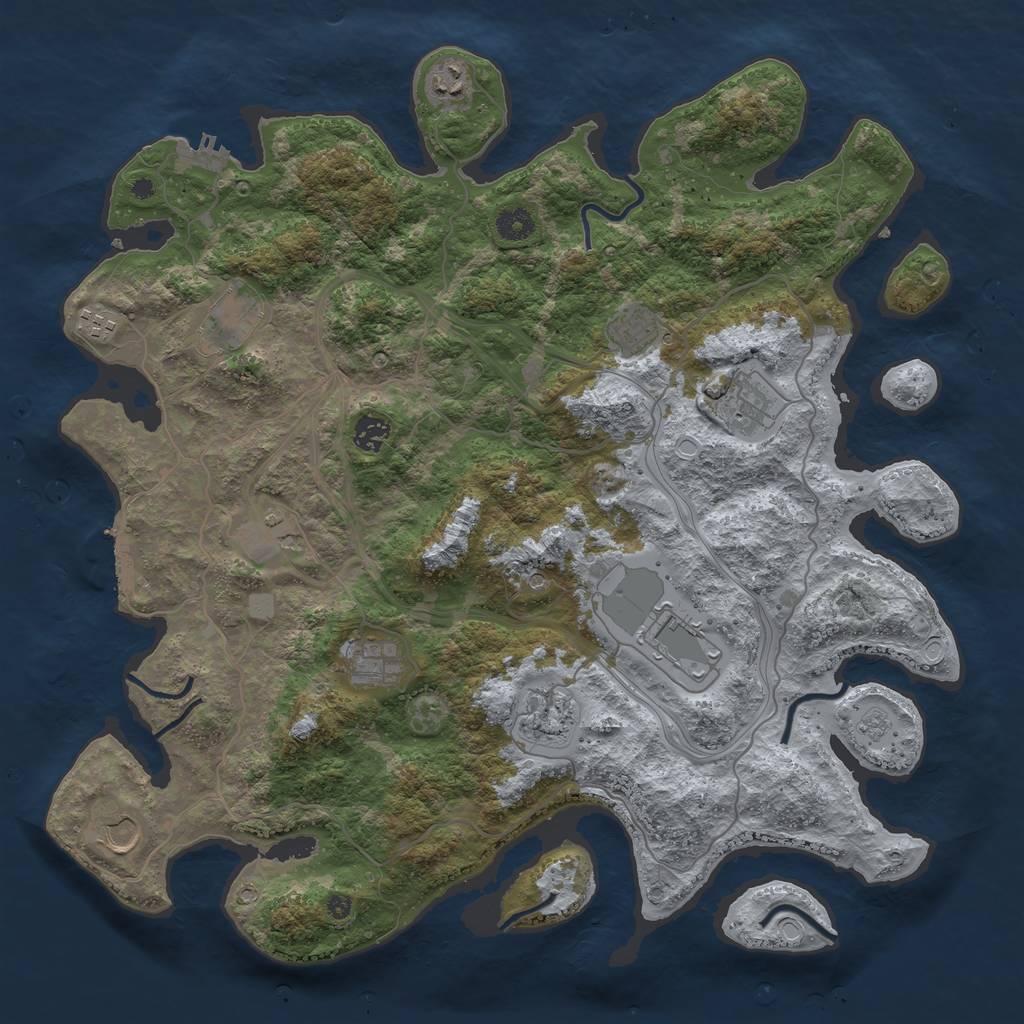 Rust Map: Procedural Map, Size: 4250, Seed: 1024243942, 18 Monuments