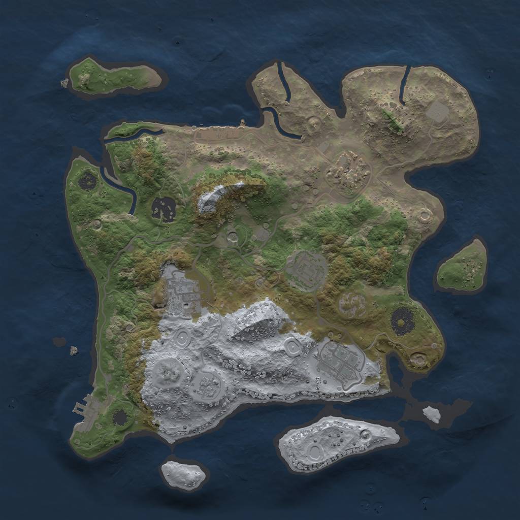 Rust Map: Procedural Map, Size: 3000, Seed: 16619, 14 Monuments
