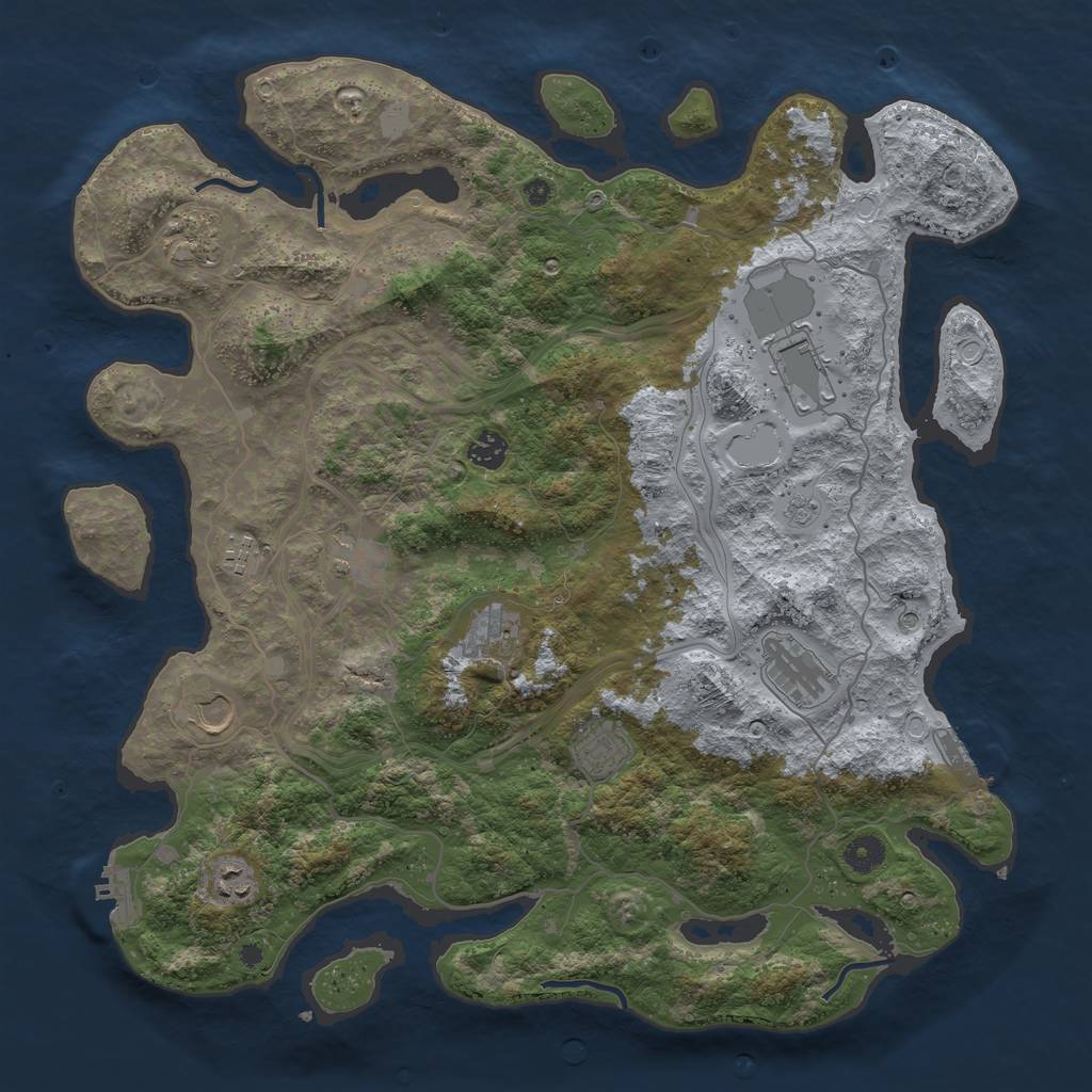 Rust Map: Procedural Map, Size: 4250, Seed: 2082669257, 17 Monuments