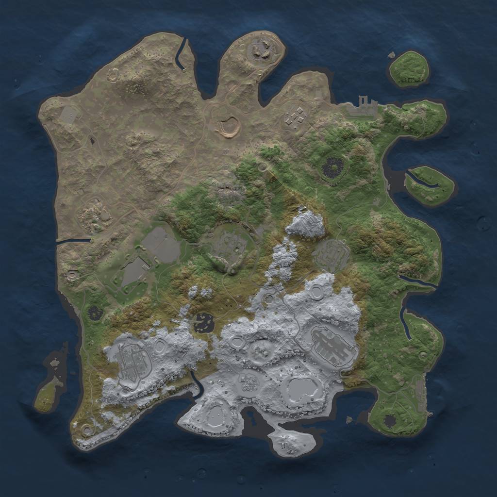 Rust Map: Procedural Map, Size: 3500, Seed: 2016407424, 19 Monuments