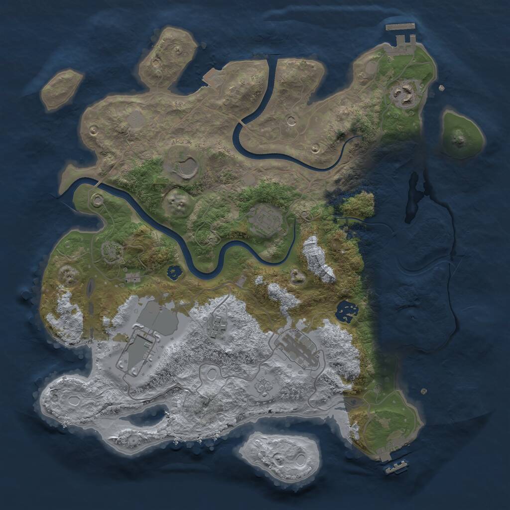 Rust Map: Procedural Map, Size: 3500, Seed: 37114696, 13 Monuments