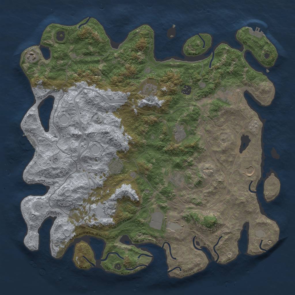 Rust Map: Procedural Map, Size: 4500, Seed: 991782178, 20 Monuments