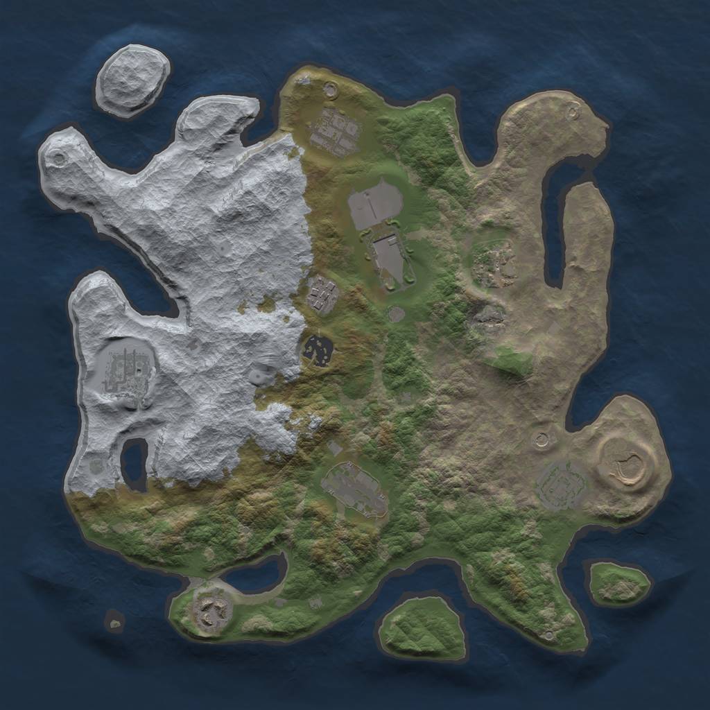 Rust Map: Barren, Size: 3500, Seed: 667112547, 13 Monuments