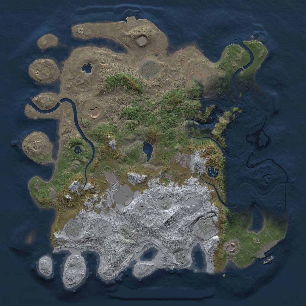 Rust Map: Procedural Map, Size: 4000, Seed: 922304, 16 Monuments