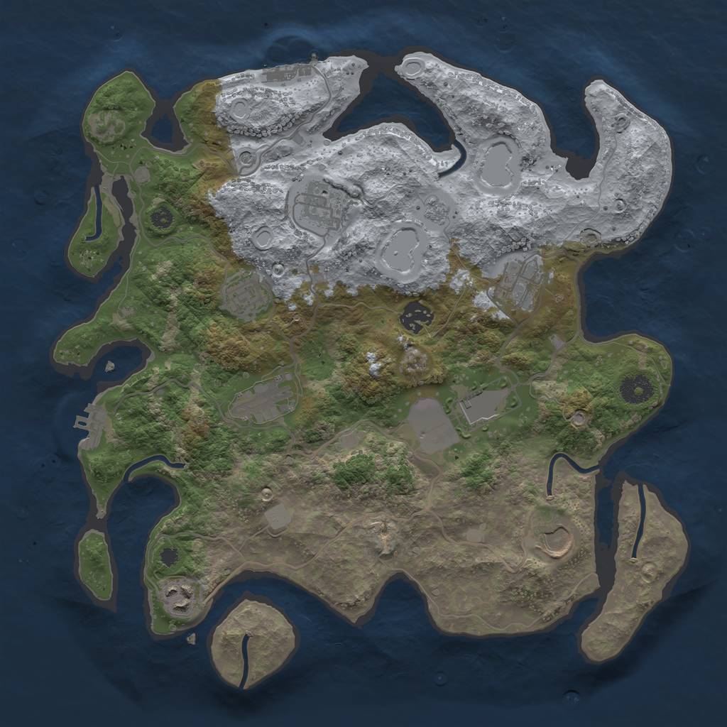 Rust Map: Procedural Map, Size: 3500, Seed: 1043283389, 17 Monuments