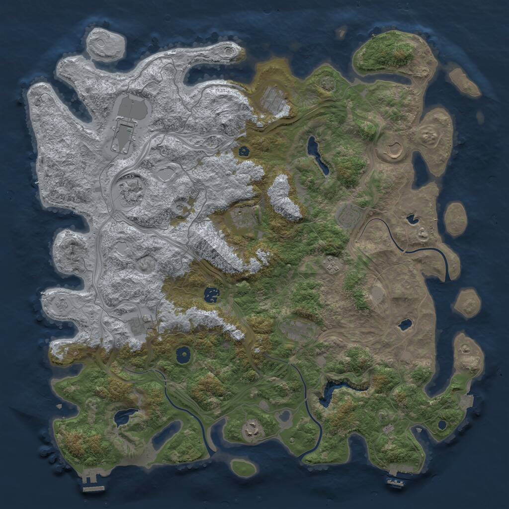 Rust Map: Procedural Map, Size: 4800, Seed: 1182873493, 17 Monuments