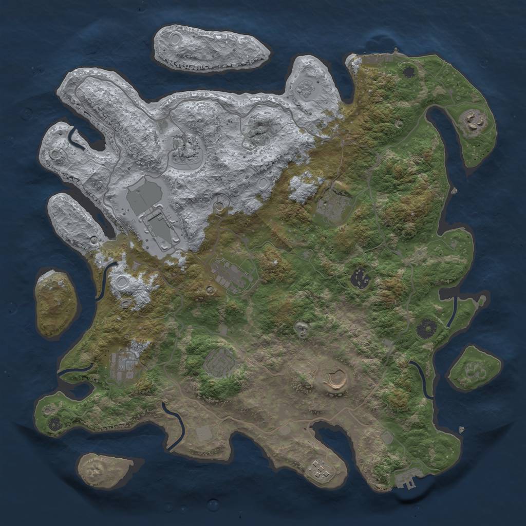 Rust Map: Procedural Map, Size: 4000, Seed: 88995544, 19 Monuments