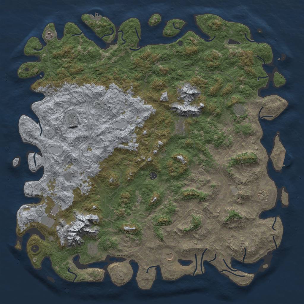 Rust Map: Procedural Map, Size: 6000, Seed: 658712116, 20 Monuments