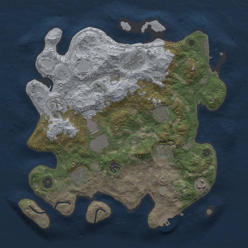 Rust Map: Procedural Map, Size: 3500, Seed: 690304769, 17 Monuments