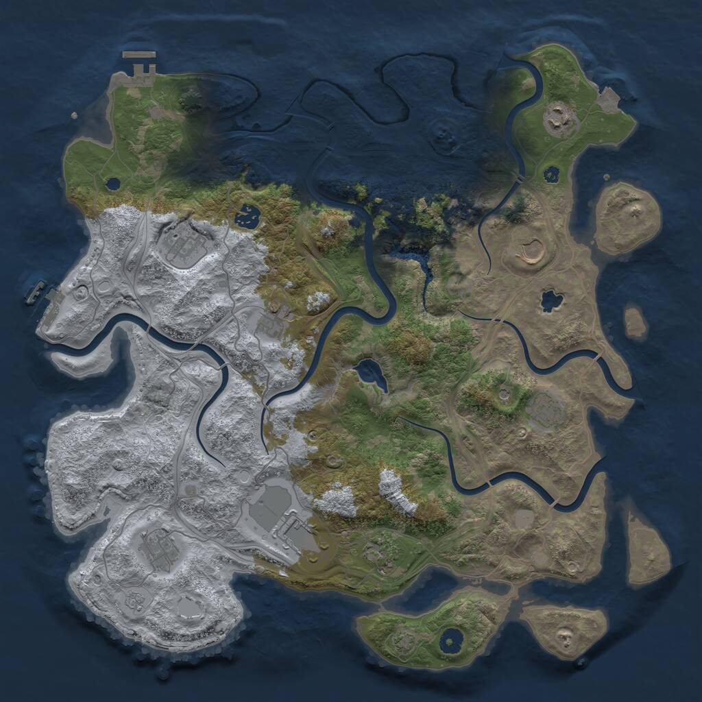 Rust Map: Procedural Map, Size: 4250, Seed: 483062, 16 Monuments