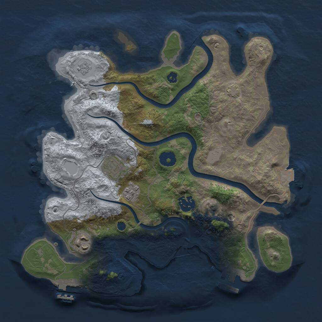 Rust Map: Procedural Map, Size: 3000, Seed: 1755852680, 10 Monuments
