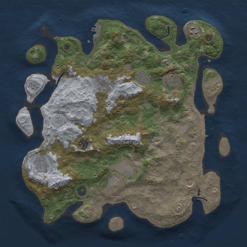Rust Map: Procedural Map, Size: 3800, Seed: 147587, 18 Monuments