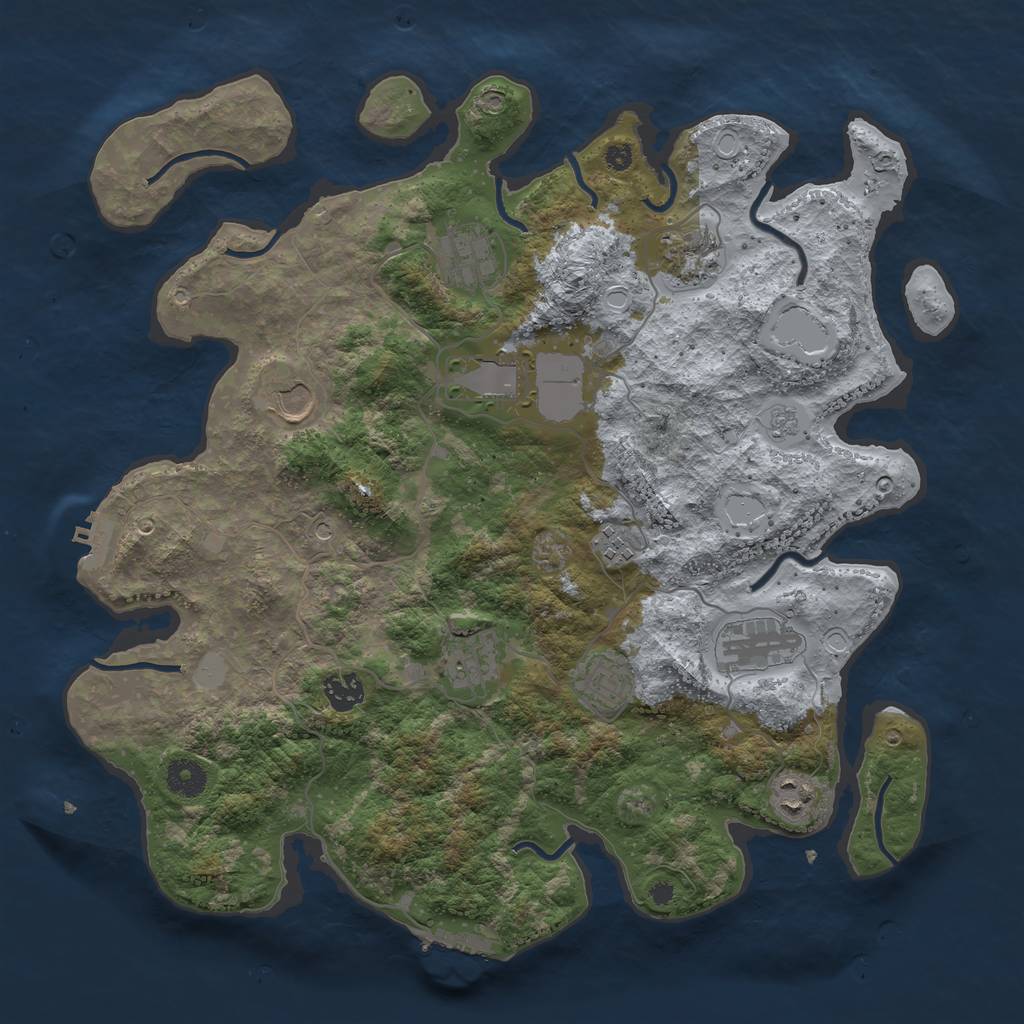 Rust Map: Procedural Map, Size: 3900, Seed: 59391, 17 Monuments