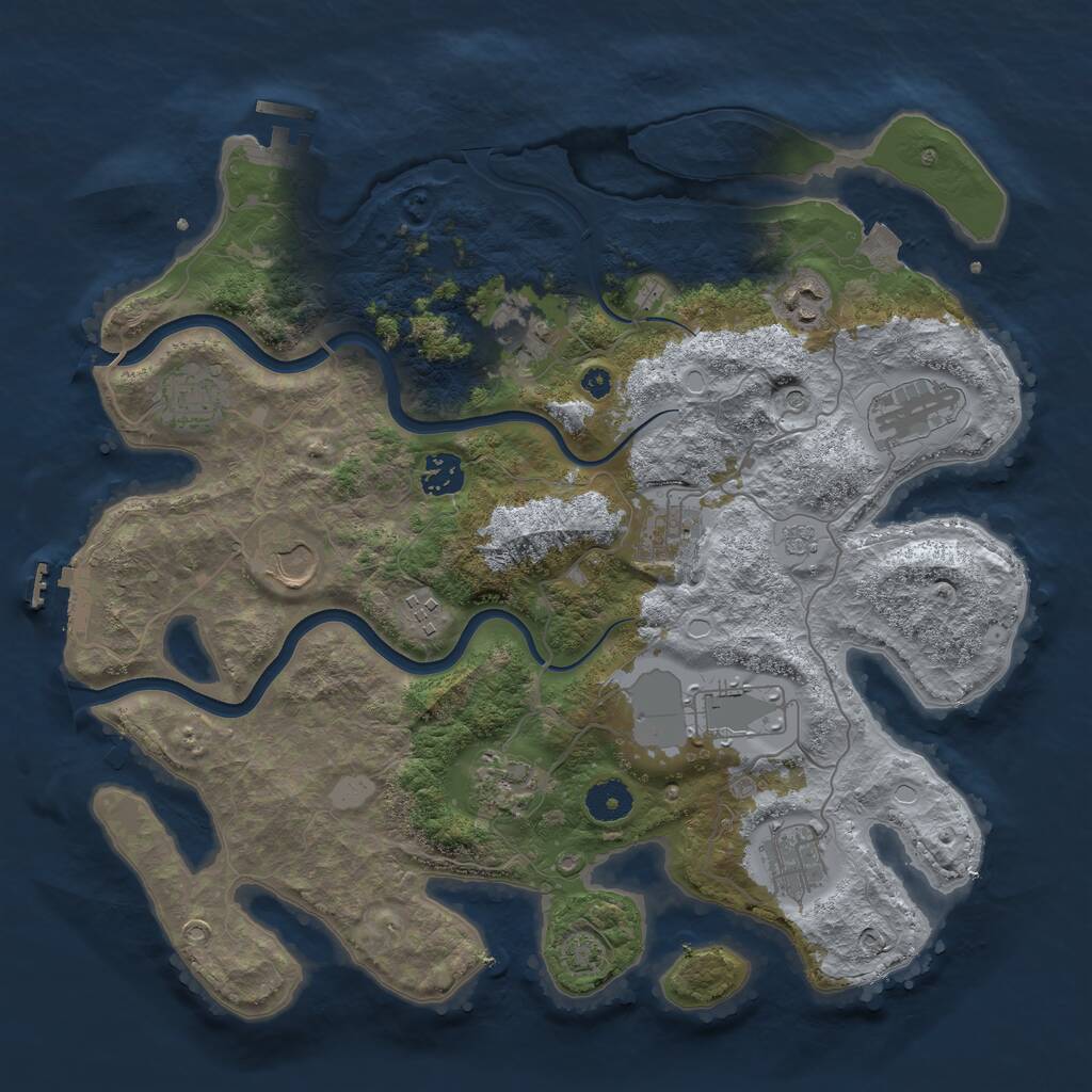 Rust Map: Procedural Map, Size: 3750, Seed: 1999508041, 17 Monuments