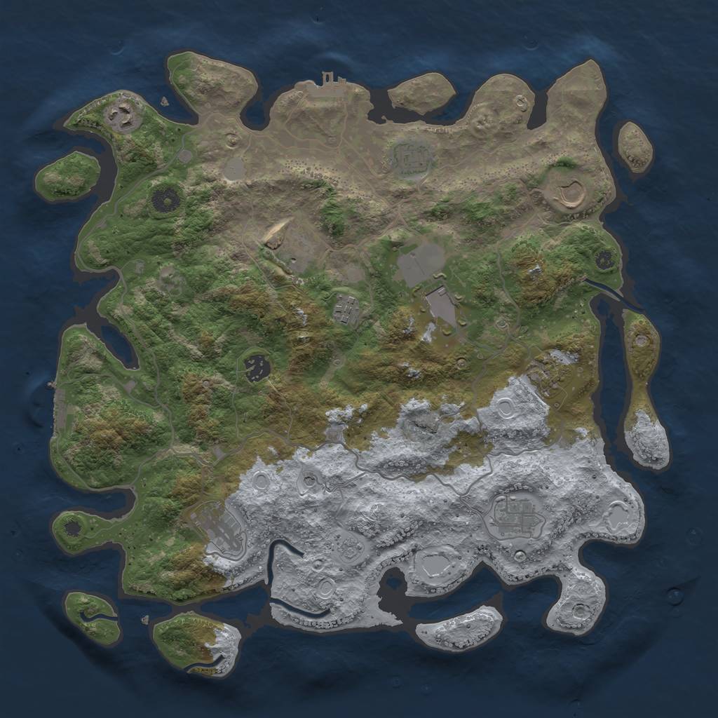 Rust Map: Procedural Map, Size: 4000, Seed: 1014365357, 17 Monuments