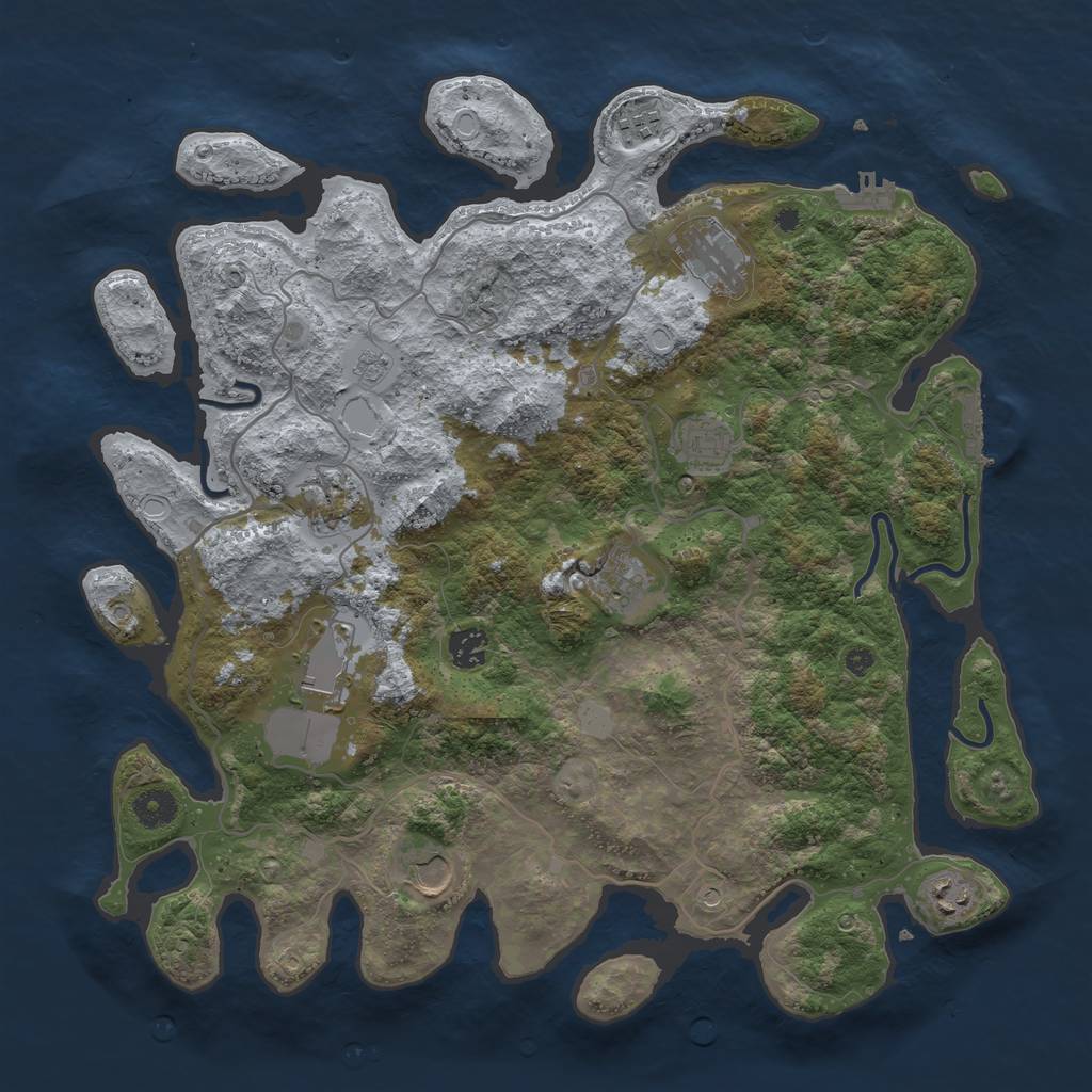 Rust Map: Procedural Map, Size: 4000, Seed: 518621, 18 Monuments