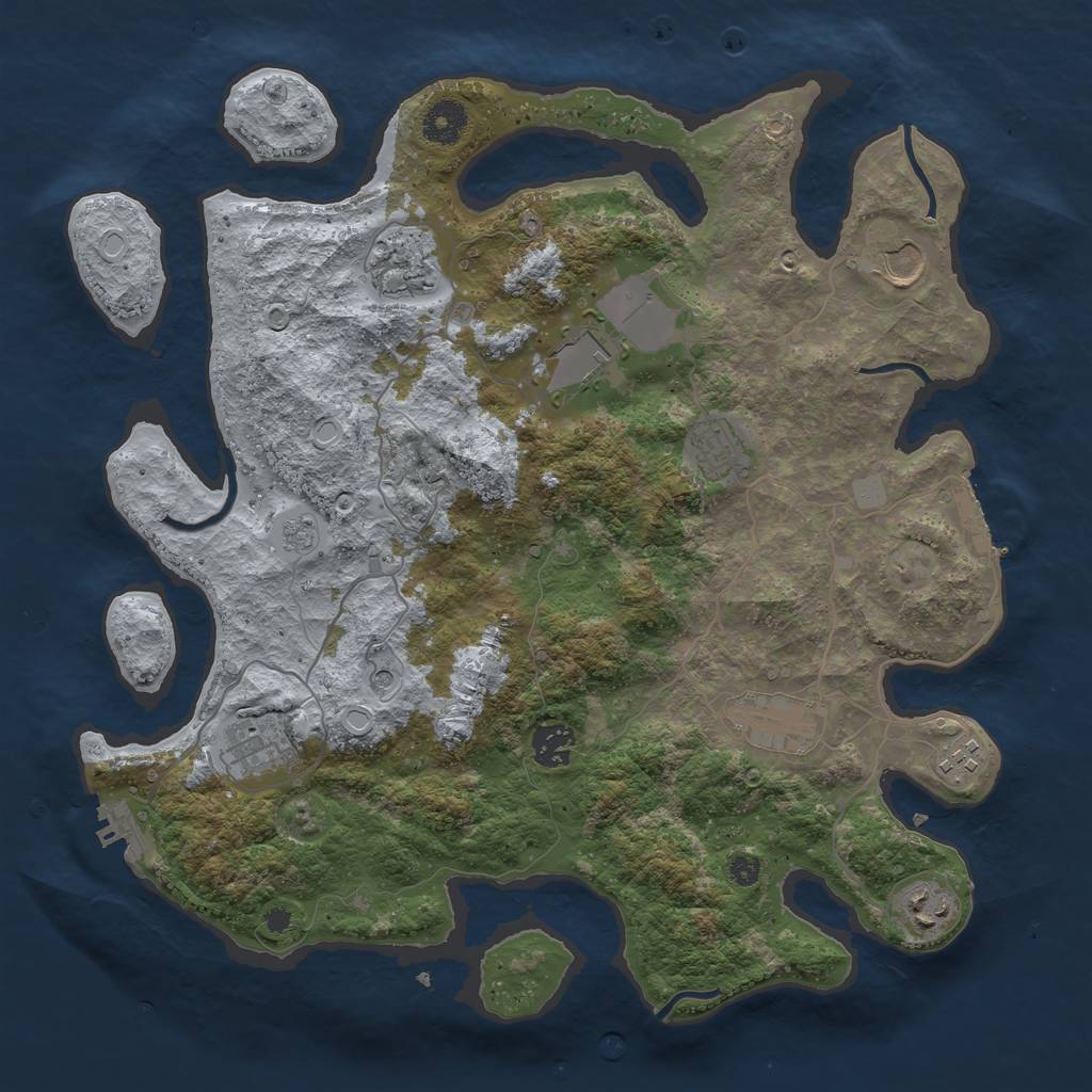 Rust Map: Procedural Map, Size: 3700, Seed: 801282, 18 Monuments