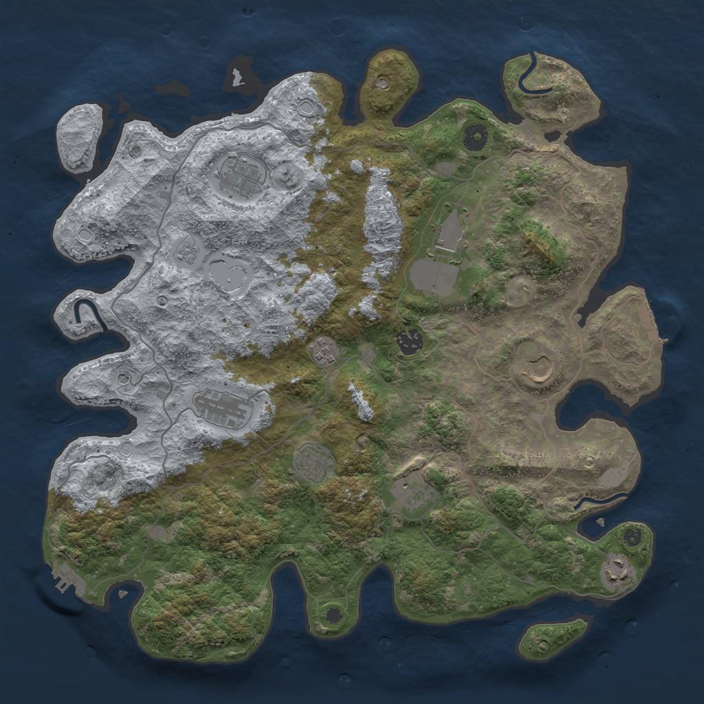 Rust Map: Procedural Map, Size: 4000, Seed: 7680, 18 Monuments