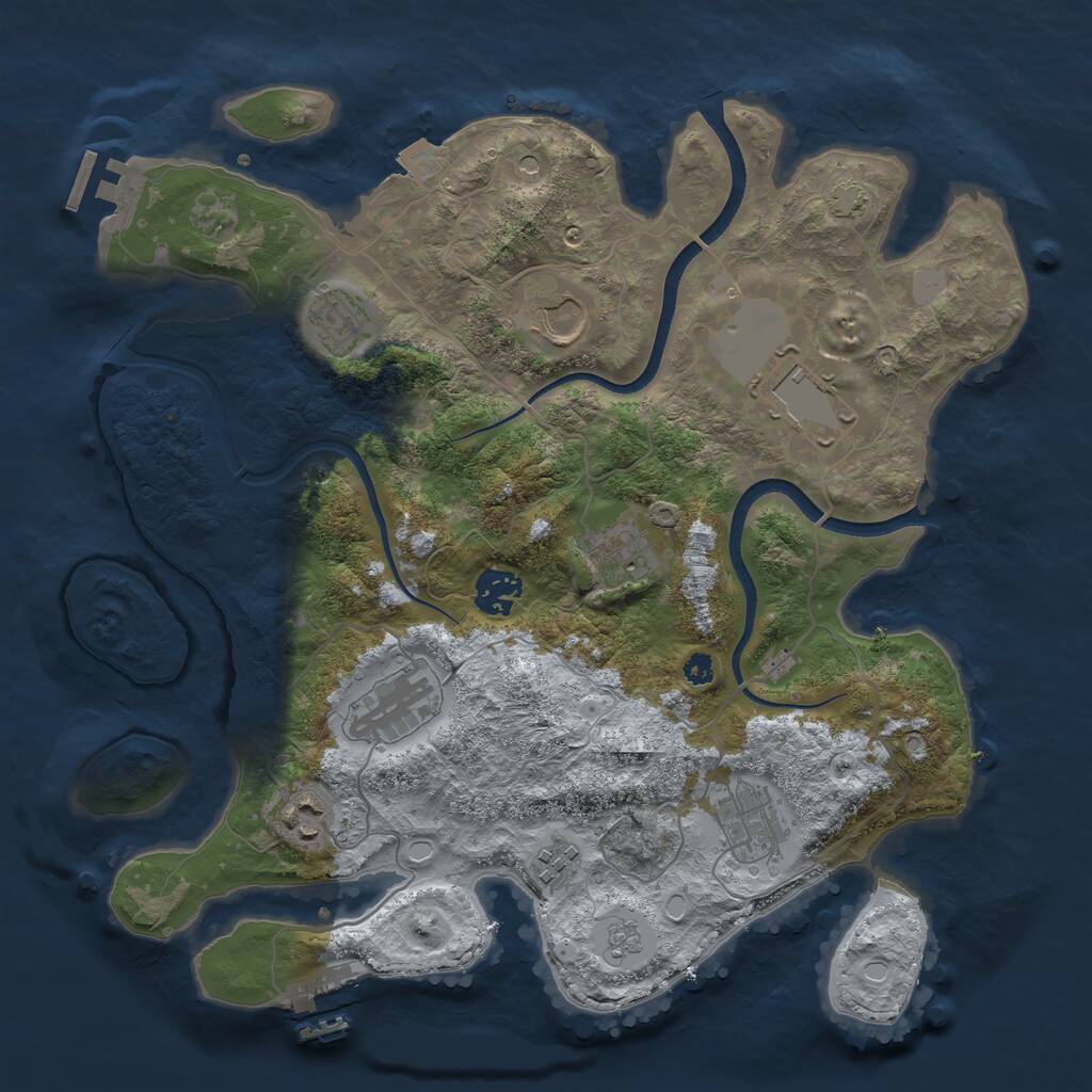 Rust Map: Procedural Map, Size: 3500, Seed: 65693137, 15 Monuments