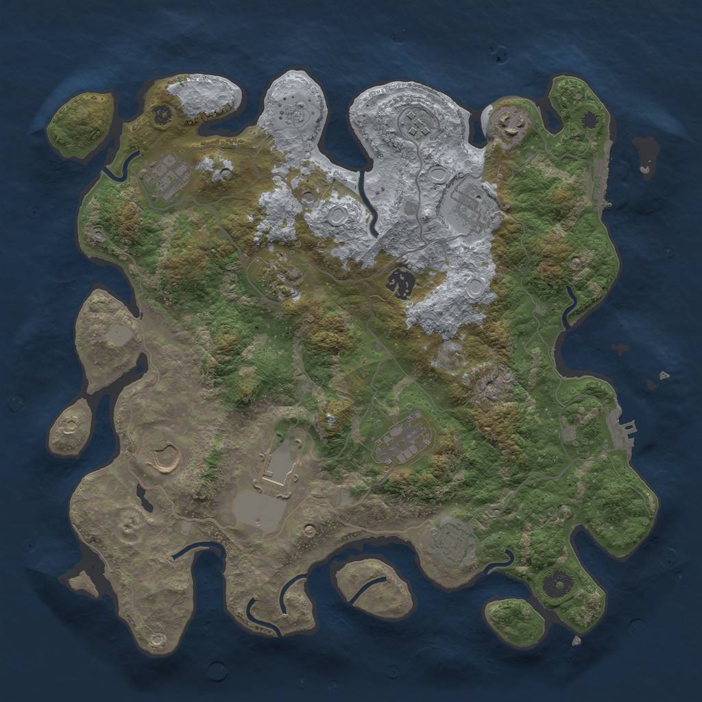 Rust Map: Procedural Map, Size: 3700, Seed: 2073811287, 19 Monuments