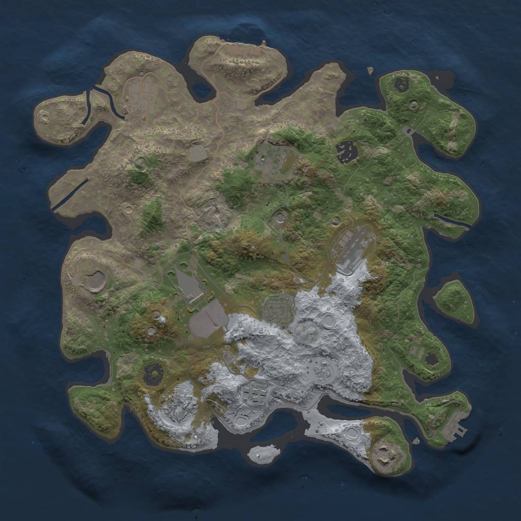 Rust Map: Procedural Map, Size: 3500, Seed: 1334933191, 19 Monuments