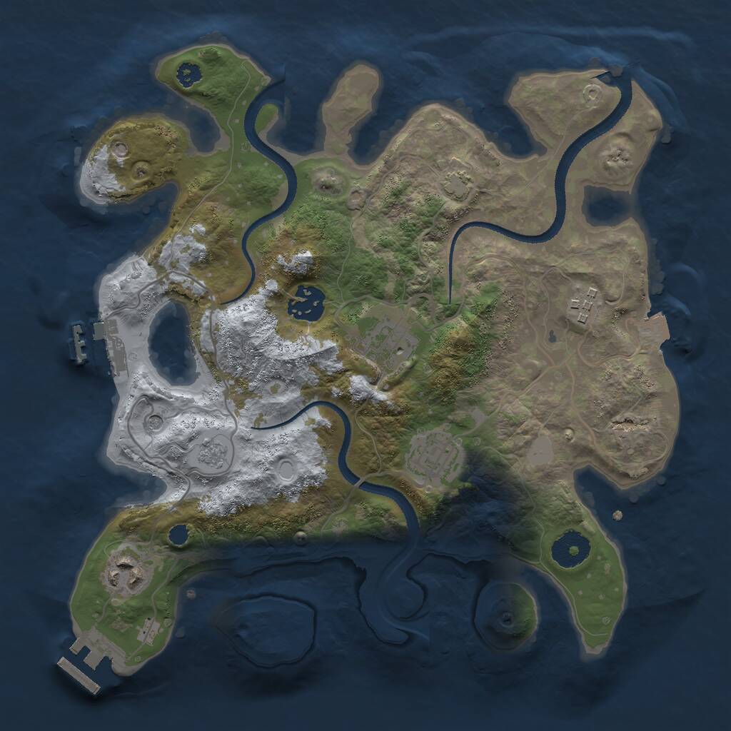 Rust Map: Procedural Map, Size: 3000, Seed: 2073588206, 11 Monuments