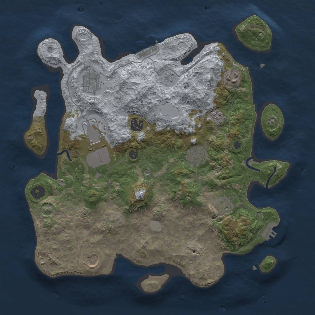 Rust Map: Procedural Map, Size: 3500, Seed: 44914392, 17 Monuments