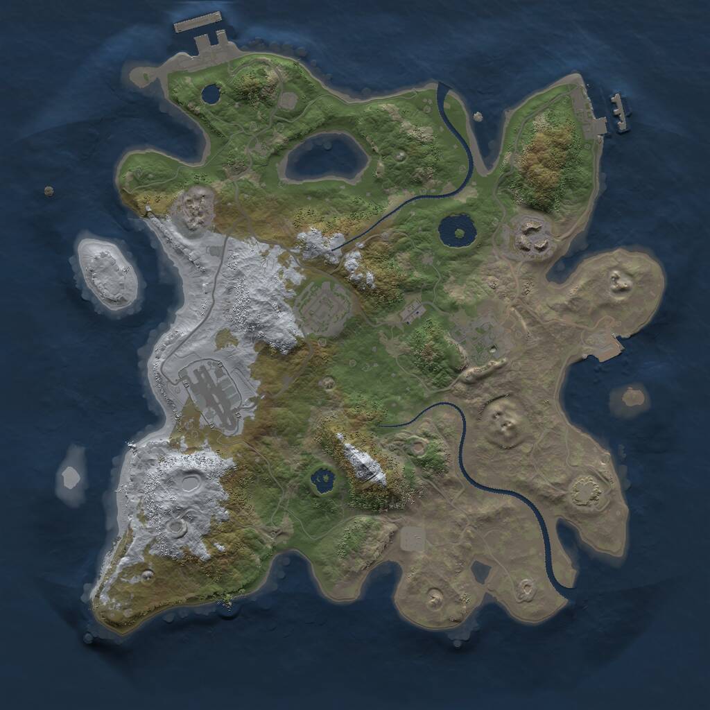 Rust Map: Procedural Map, Size: 3000, Seed: 99987, 8 Monuments