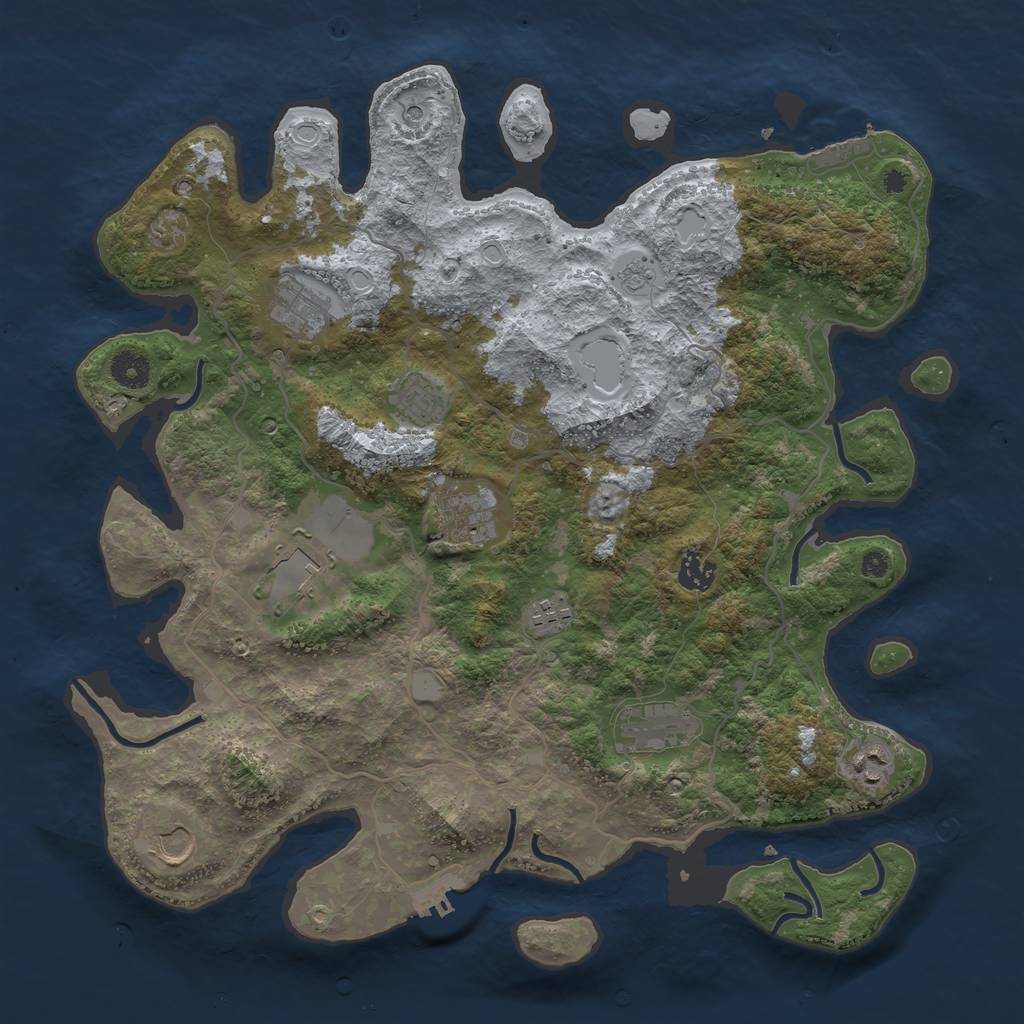 Rust Map: Procedural Map, Size: 4000, Seed: 1983998049, 18 Monuments