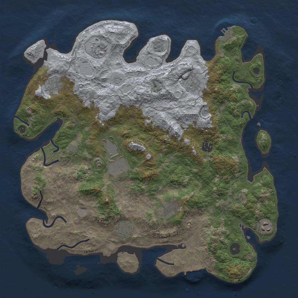 Rust Map: Procedural Map, Size: 4000, Seed: 177805285, 18 Monuments