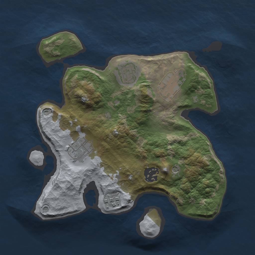 Rust Map: Barren, Size: 2500, Seed: 54234, 8 Monuments