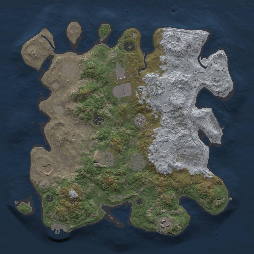 Rust Map: Procedural Map, Size: 3500, Seed: 775287413, 17 Monuments