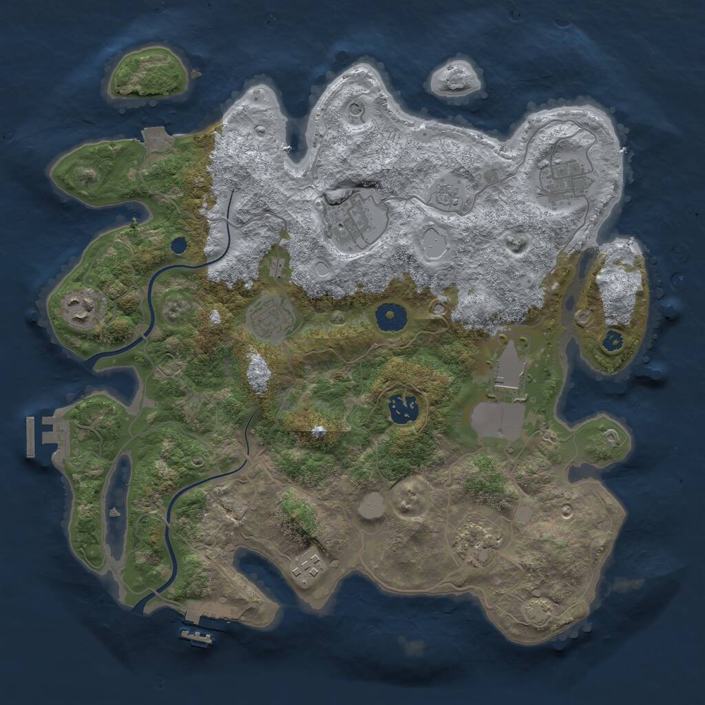 Rust Map: Procedural Map, Size: 3500, Seed: 4632, 14 Monuments