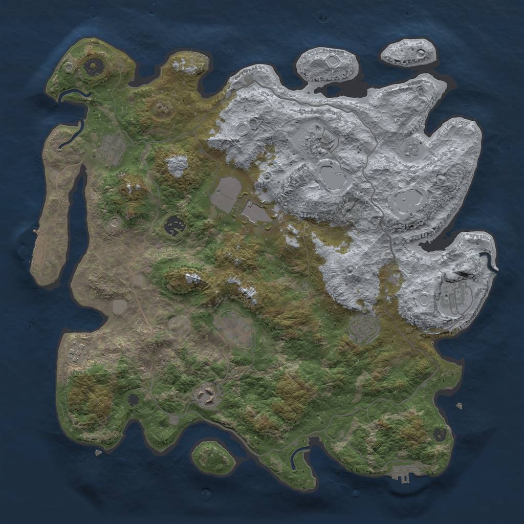 Rust Map: Procedural Map, Size: 4000, Seed: 9453422, 18 Monuments