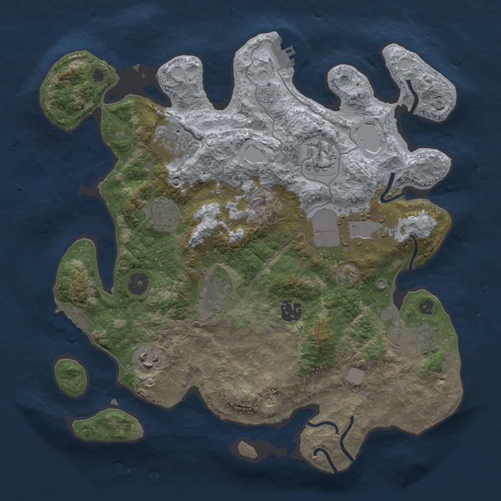 Rust Map: Procedural Map, Size: 3500, Seed: 853560, 17 Monuments