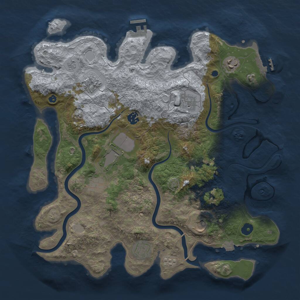 Rust Map: Procedural Map, Size: 3850, Seed: 126225651, 15 Monuments