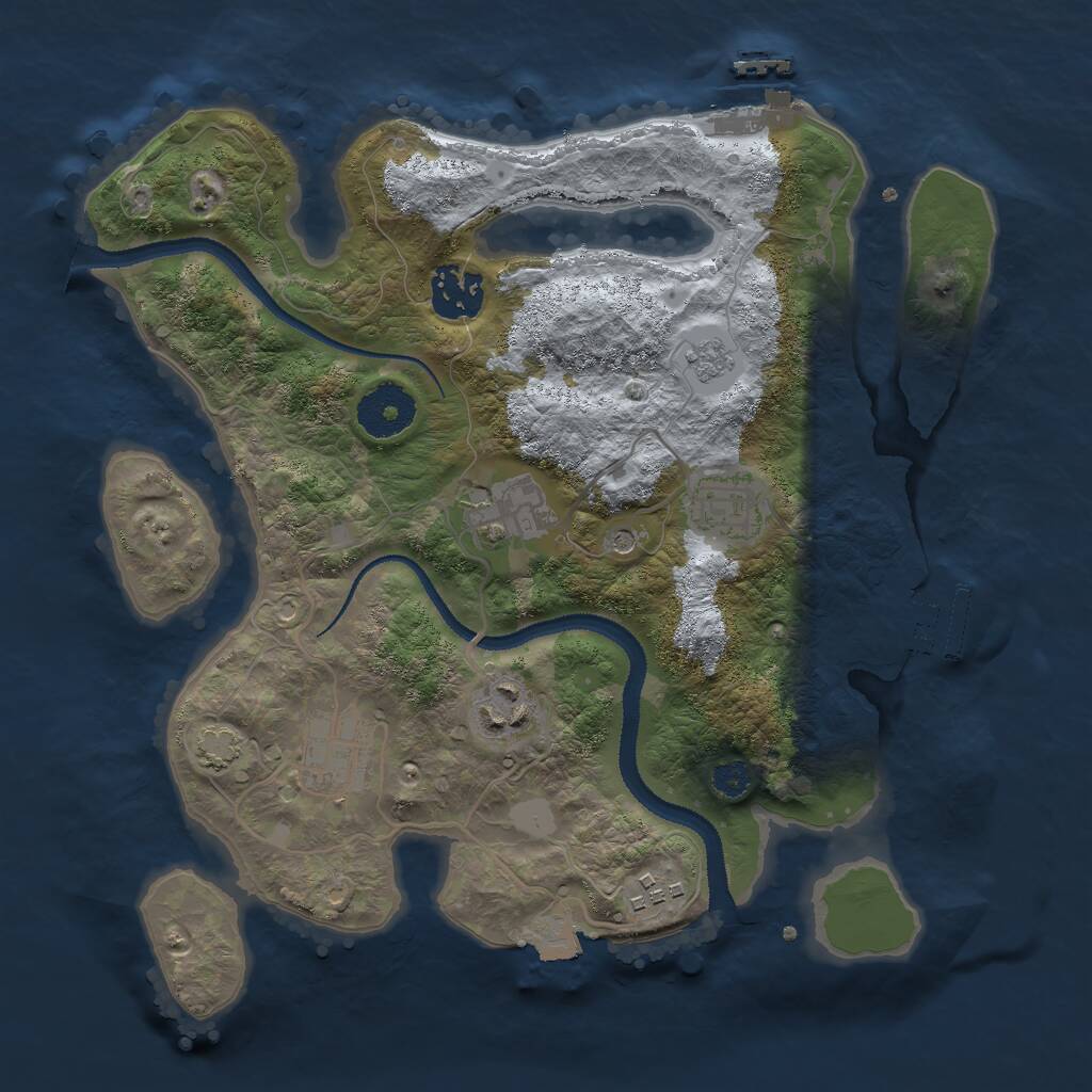 Rust Map: Procedural Map, Size: 3000, Seed: 47982492, 12 Monuments