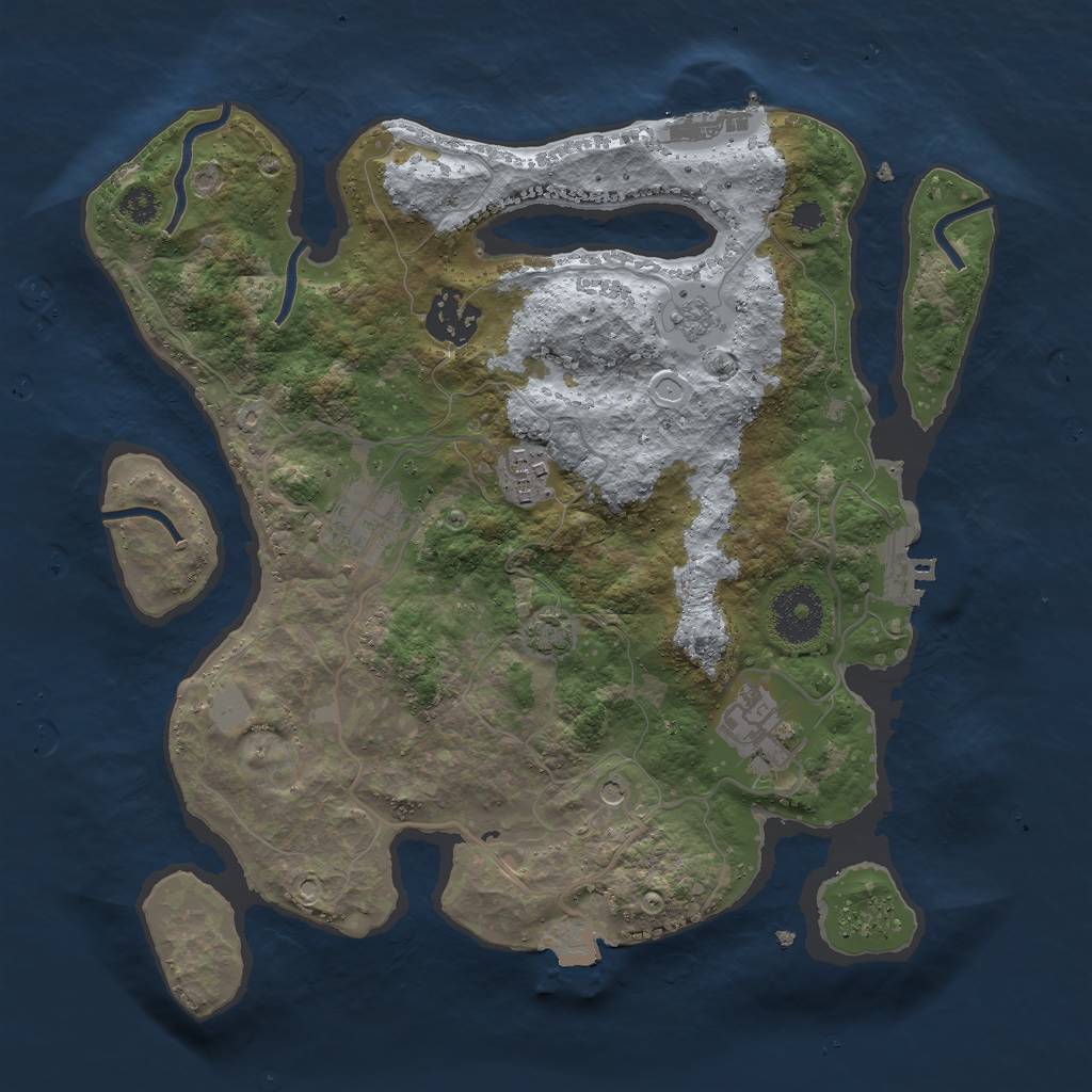 Rust Map: Procedural Map, Size: 3000, Seed: 47982492, 12 Monuments