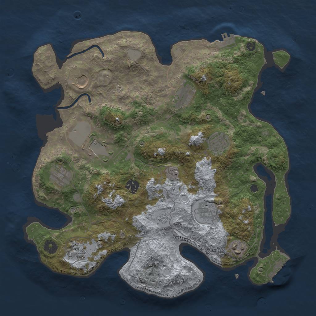 Rust Map: Procedural Map, Size: 3500, Seed: 1107001683, 18 Monuments