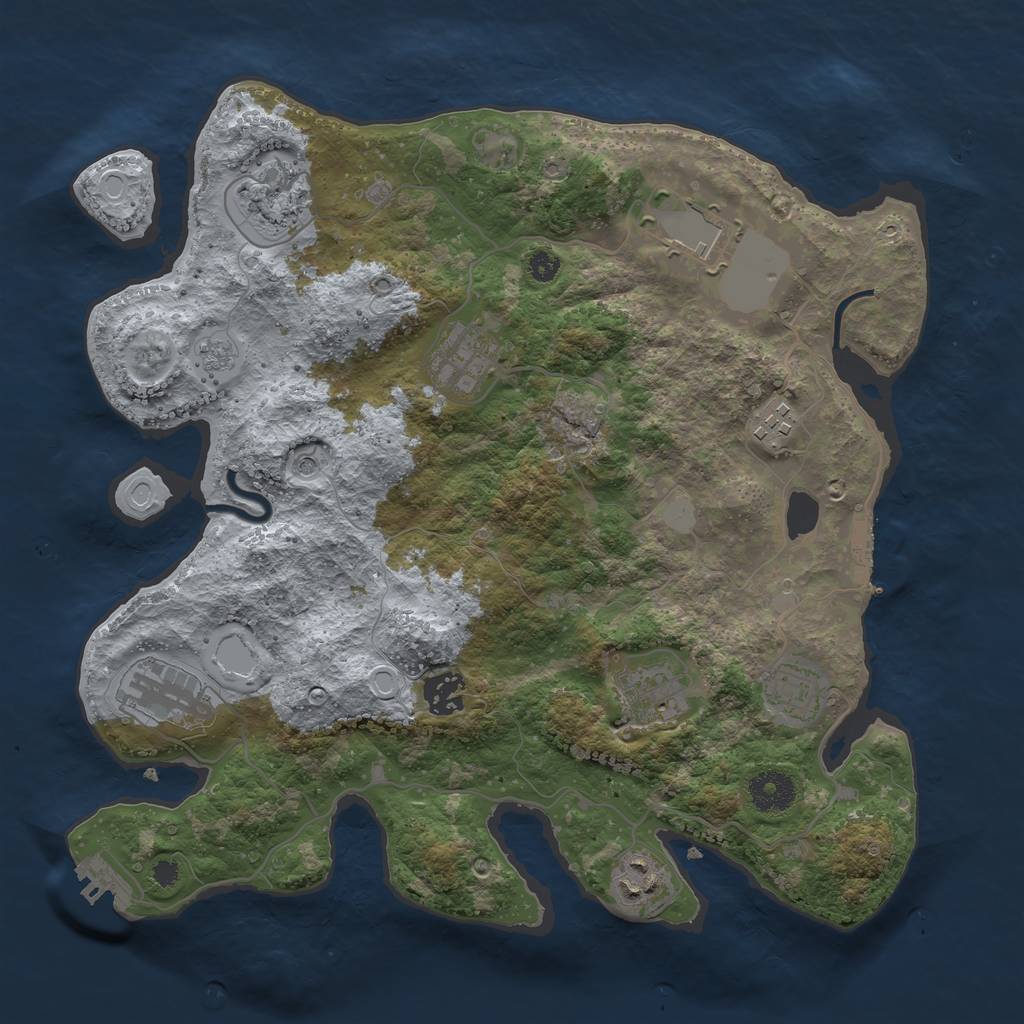 Rust Map: Procedural Map, Size: 3500, Seed: 49159273, 18 Monuments