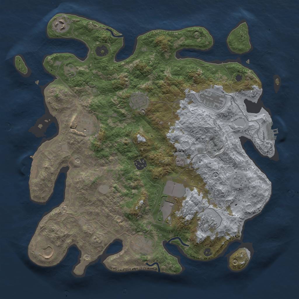 Rust Map: Procedural Map, Size: 3700, Seed: 2087623625, 19 Monuments