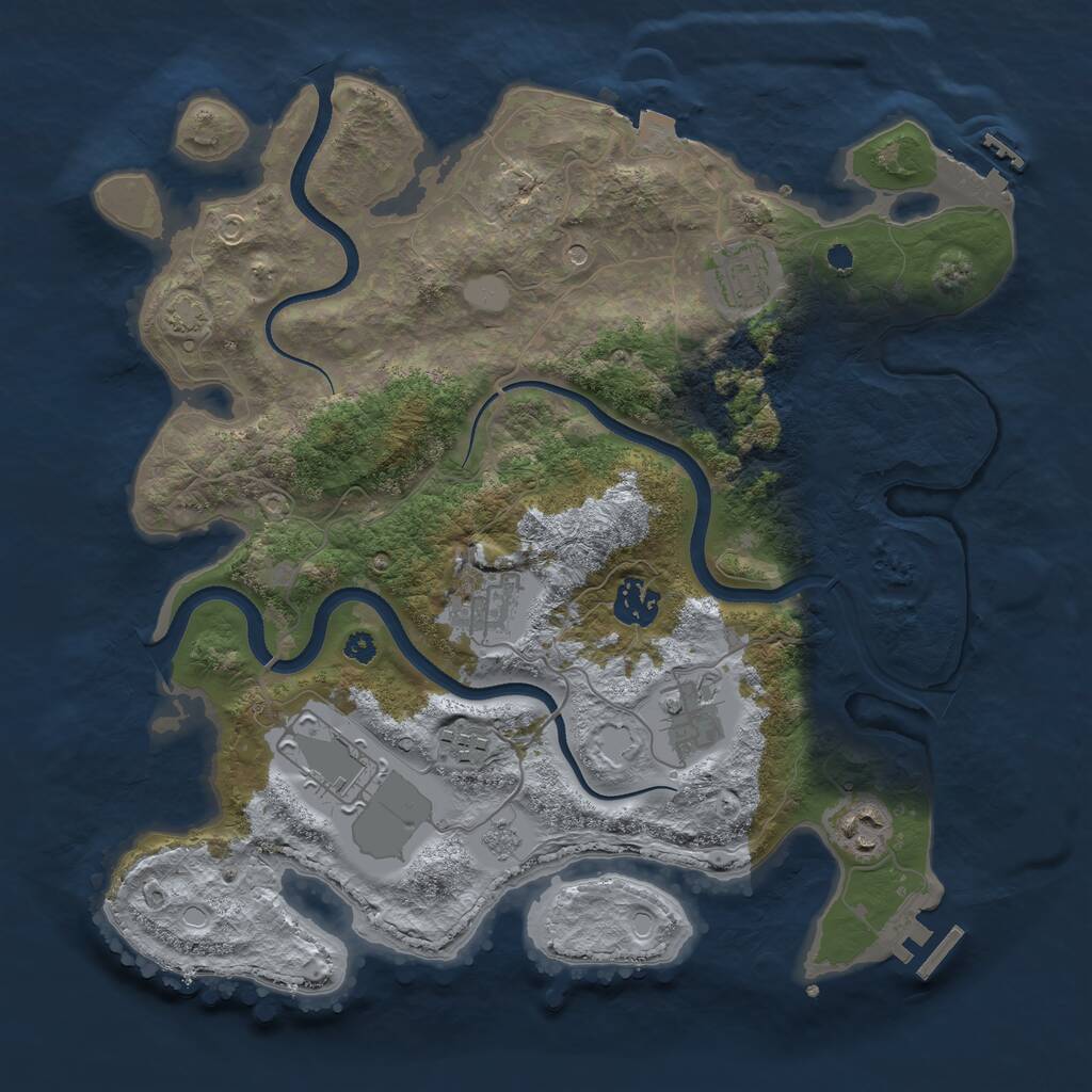 Rust Map: Procedural Map, Size: 3500, Seed: 94758213, 13 Monuments