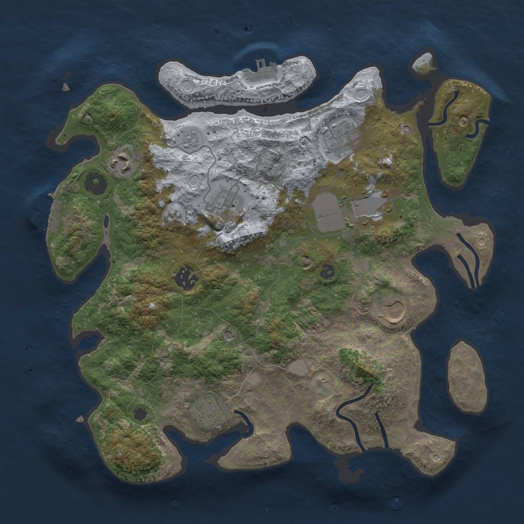 Rust Map: Procedural Map, Size: 3500, Seed: 64452251, 16 Monuments