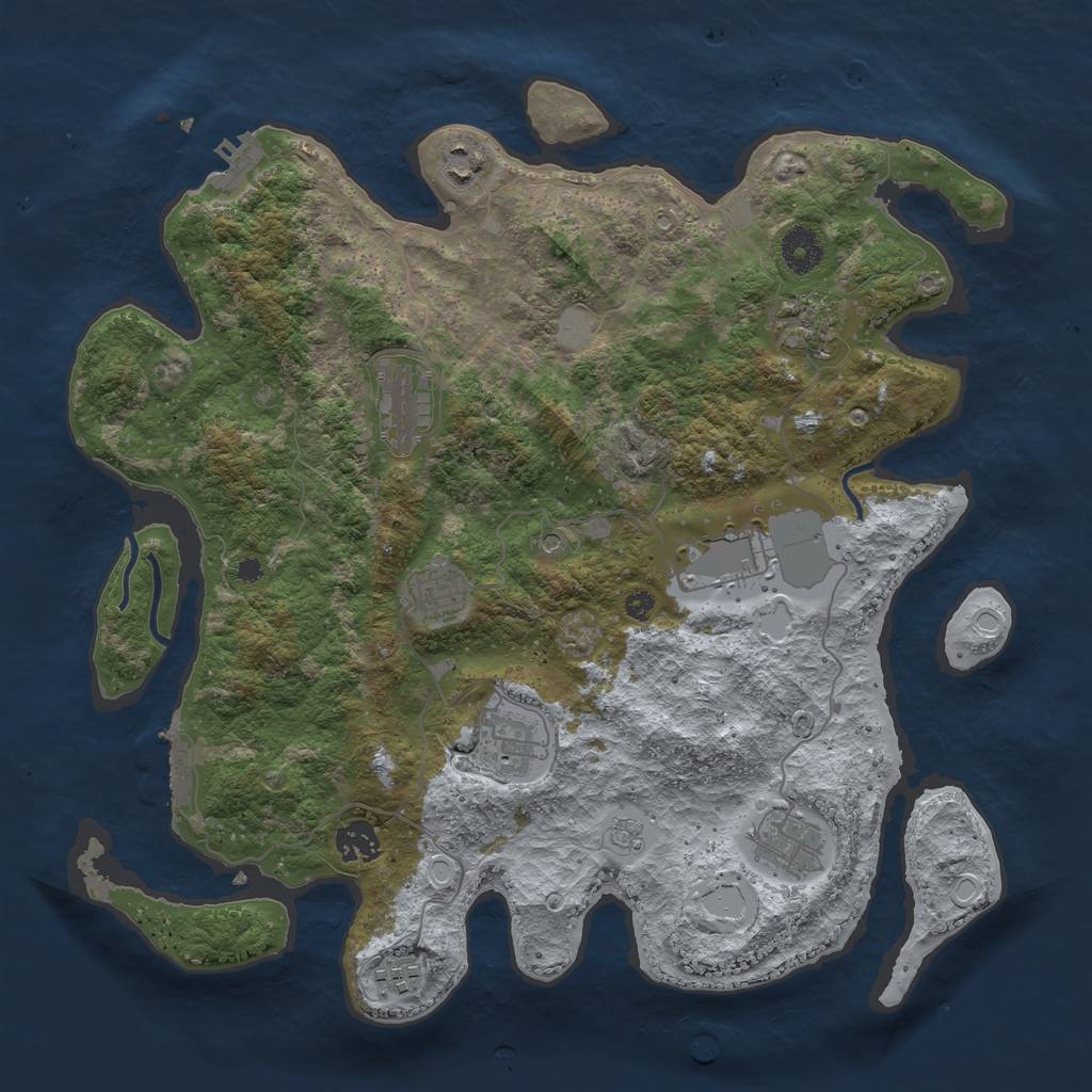Rust Map: Procedural Map, Size: 3750, Seed: 945307, 18 Monuments