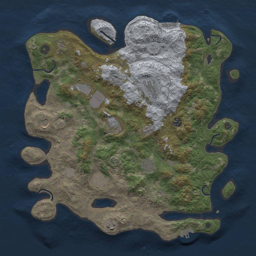 Rust Map: Procedural Map, Size: 4000, Seed: 229964233, 19 Monuments